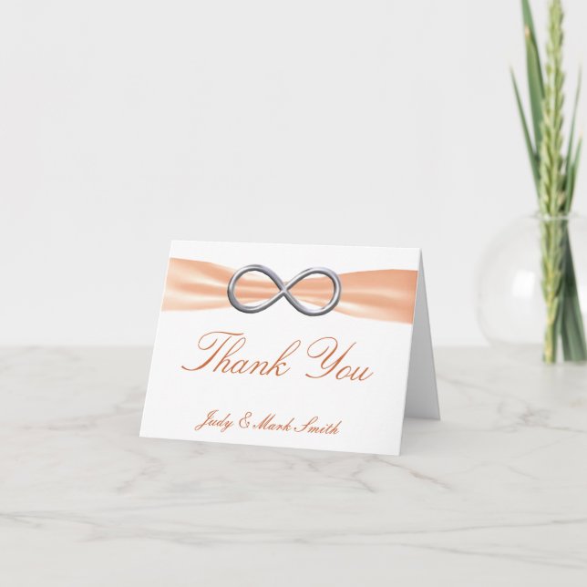 Orange Infinity Wedding Thank You Card (Front)