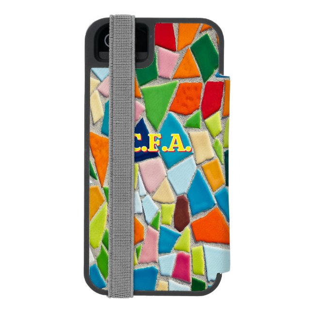 Orange Initials Mosaic Incipio iPhone Wallet Case (Folio Back)