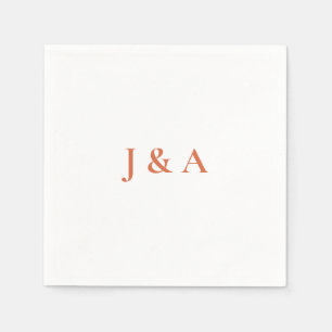 Orange Initials Wedding Napkin