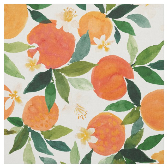 ORANGE INTOXICATION Citrus Pattern Fabric (Swatch)