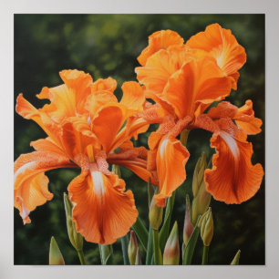 Orange Irises Flower Art Print Poster