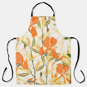 Orange irises: seamless floral pattern apron