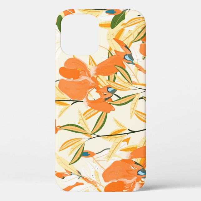Orange irises: seamless floral pattern Case-Mate iPhone case (Back)