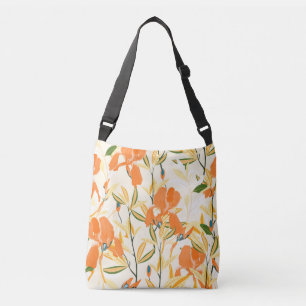 Orange irises: seamless floral pattern crossbody bag