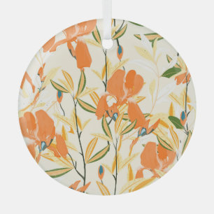 Orange irises: seamless floral pattern glass tree decoration