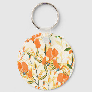 Orange irises: seamless floral pattern key ring