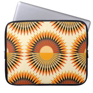 Orange Ivory Flowers Stars Pattern Laptop Sleeve