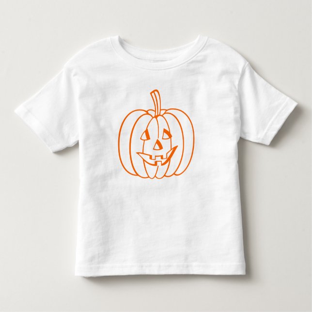 Orange Jack-O-Lantern Halloween Pumpkin Outline Toddler T-Shirt (Front)