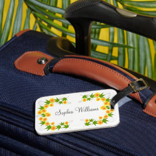 Orange Japanese flowers white Luggage Tag