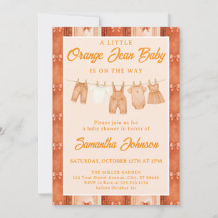 Orange Jean Denim Baby Shower Invitation