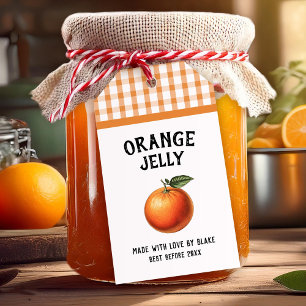 Orange jelly Preserve Label chequered pattern
