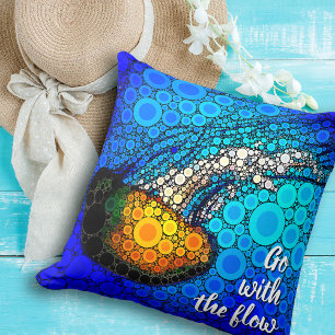 Orange Jellyfish Blue Ocean Go with the Flow Bold  Cushion