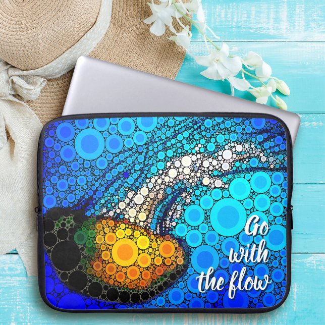 Orange Jellyfish Blue Ocean Go with the Flow Cool Laptop Sleeve (Creator Uploaded)
