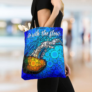 Orange Jellyfish Blue Ocean Go with the Flow Tote Bag