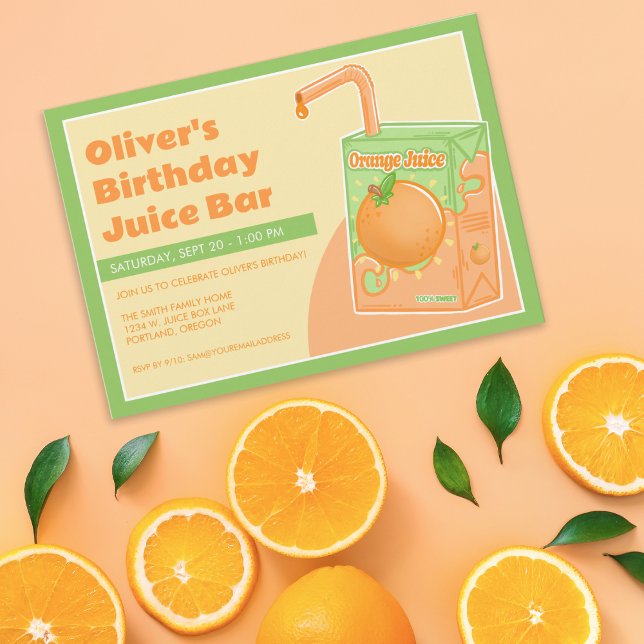 Orange Juice Box Birthday Party Invitation (Creator Uploaded)