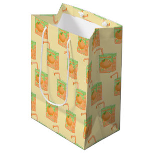 Orange Juice Box Pattern Medium Gift Bag