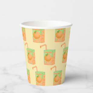 Orange Juice Box Pattern Paper Cups