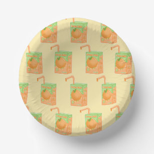 Orange Juice Box Pattern Paper Plate