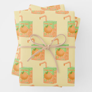 Orange Juice Box Yellow Wrapping Paper Sheet