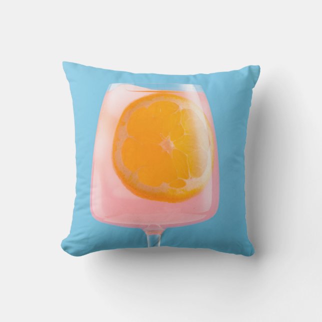 Orange juice in clear drinking glass cushion (Front)