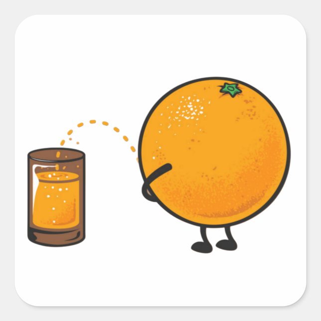 Orange Juice Square Sticker (Front)