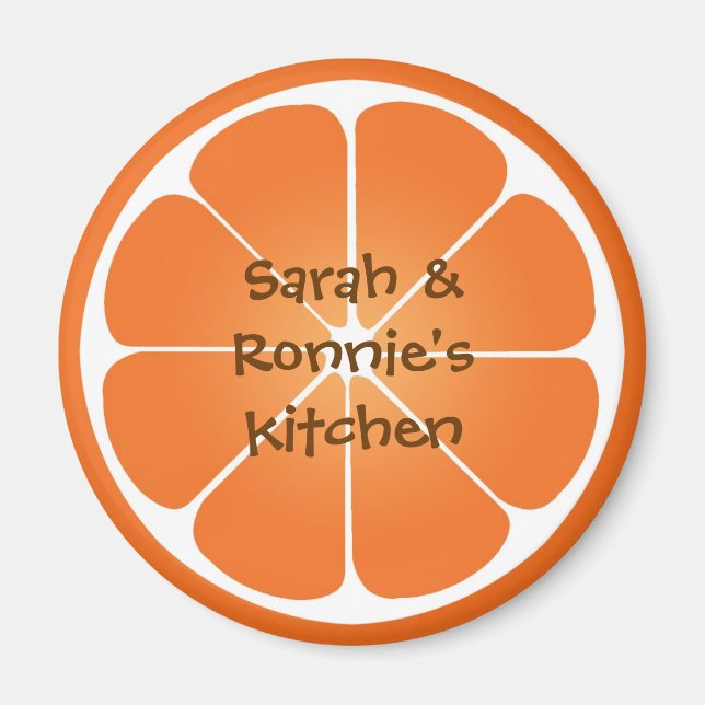 Orange juicy fruit slice round magnet party favour (Front)
