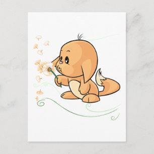 Orange Kacheek wishing on a dandelion Postcard