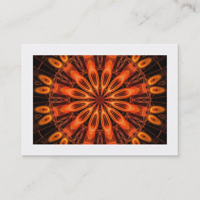 Orange Kaleidoscope 02 (bordered) Business Card (Front)