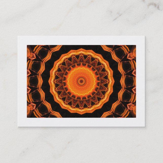 Orange Kaleidoscope 04 (bordered) Business Card (Front)