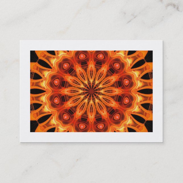 Orange Kaleidoscope 05 (bordered) Business Card (Front)