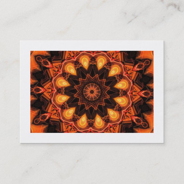 Orange Kaleidoscope 07 (bordered) Business Card (Front)