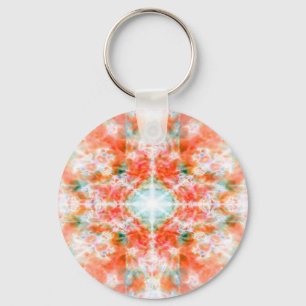 Orange kaleidoscope pattern key ring
