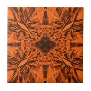 Orange kaleidoscope star pattern tile