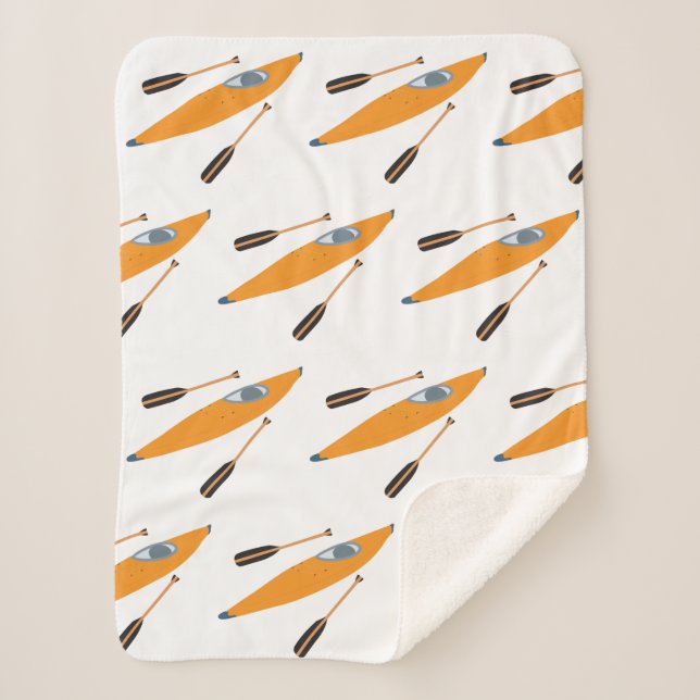 Orange Kayak with Oars  Sherpa Blanket (Front)