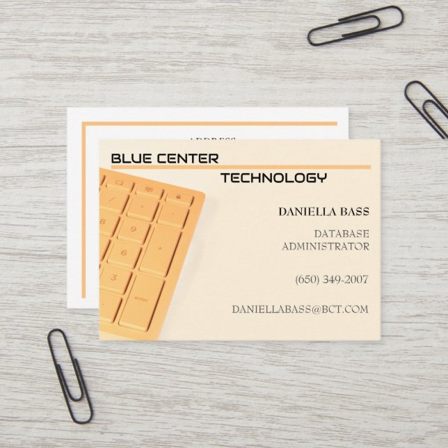  Orange  Keyboard Information Technology Business Card (Front/Back In Situ)