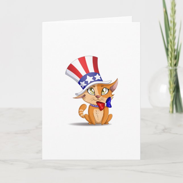 Orange Kitten 4th Of July Card (Front)