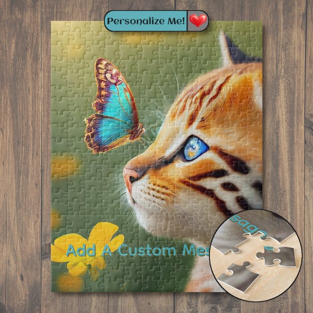 Orange Kitten Blue Butterfly Jigsaw Puzzle (Orange Kitten Blue Butterfly Jigsaw Puzzle)