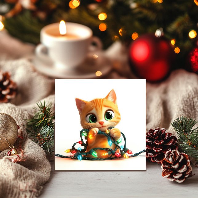 Orange Kitten Brightening the Holidays Holiday Card (Creator Uploaded)