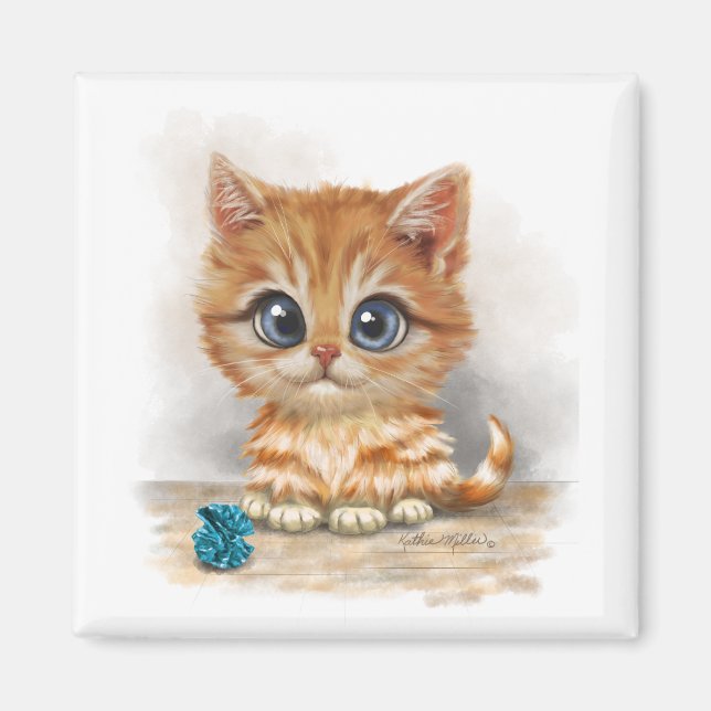 Orange Kitten Cartoon Magnet (Front)