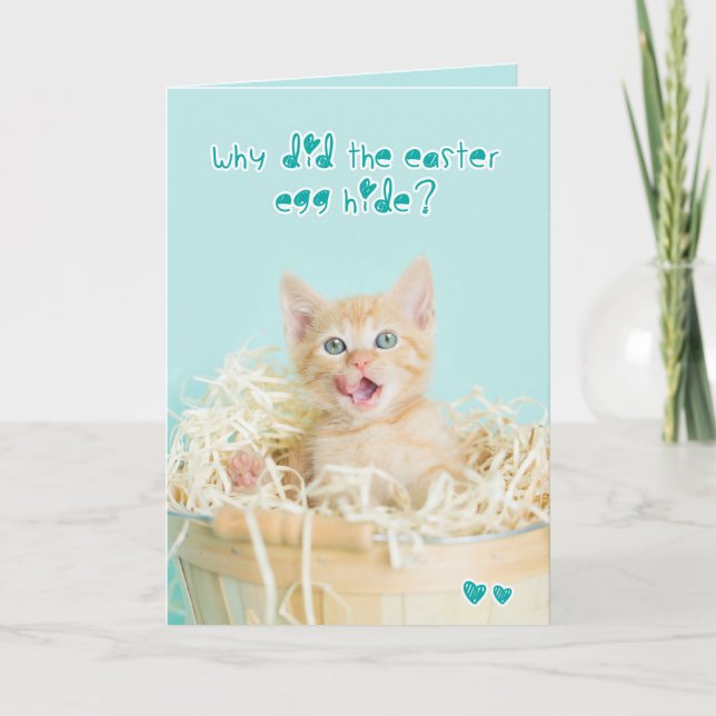 Orange Kitten Easter Joke Holiday Card (Front)