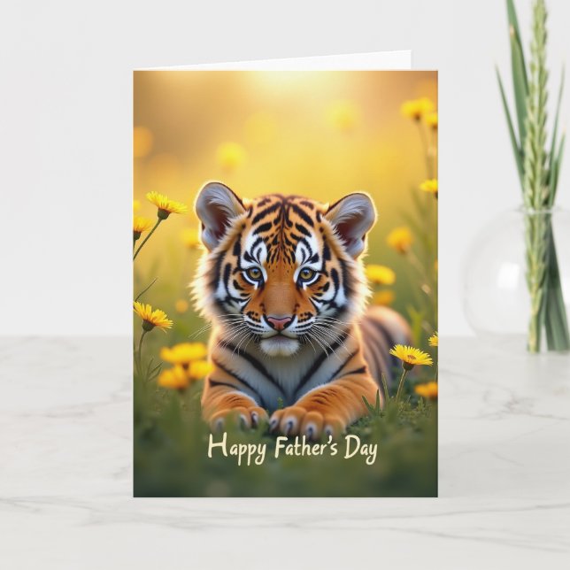 Orange Kitten Fathers Day Portrait Card (Front)