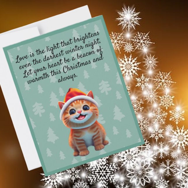 Orange Kitten in Santa Hat Christmas Flat Card (Creator Uploaded)