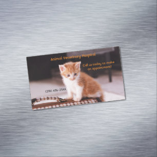 Orange Kitten Pet Care Services Appointment Magnetic Business Card