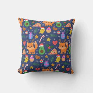 Orange Kitty and Christmas treats Cushion