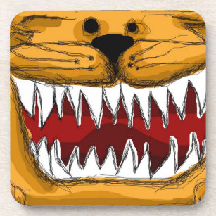 Orange Kitty Cat Scribble, Big Teeth Coaster