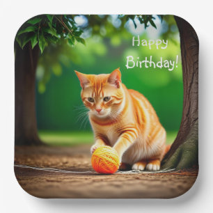 Orange Kitty Paper Plate