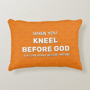 Orange KNEEL BEFORE GOD Prayer Accent Pillow