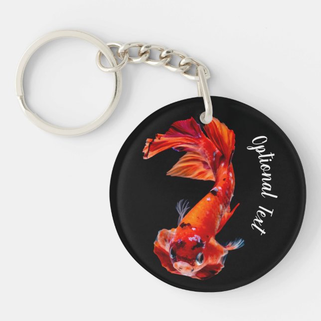 Orange Koi Betta Fighting Fish Key Ring (Front)