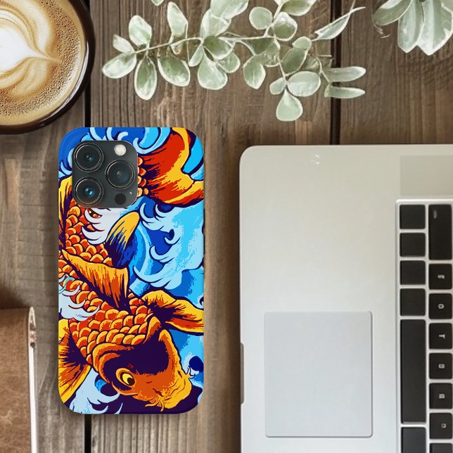 Orange Koi Fish Blue Case-Mate iPhone Case (Creator Uploaded)