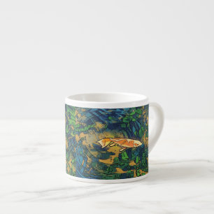 Orange Koi Fish in Pond AI Stylised Illustration Espresso Cup